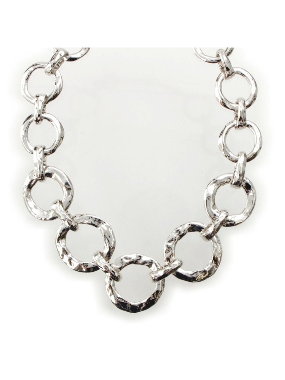 Saint Laurent Vintage Circle Heart Necklace Silver